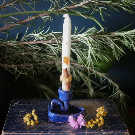 Blue Heart Ritual Candle Chamberstick