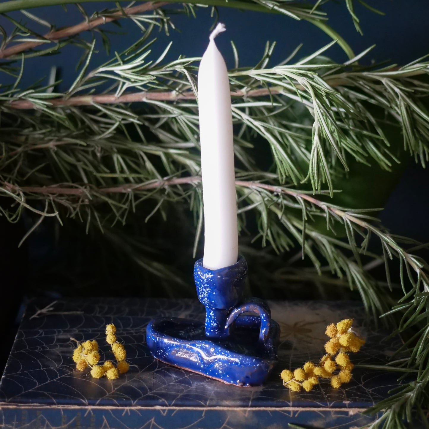 Blue Heart Ritual Candle Chamberstick