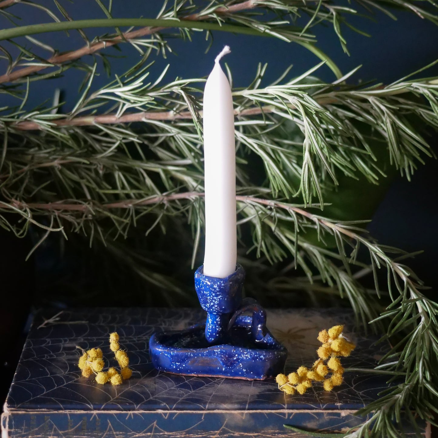 Blue Heart Ritual Candle Chamberstick