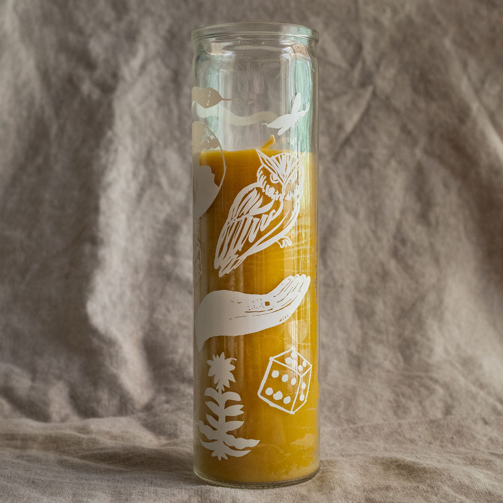 Beeswax Glass Pillar Candles