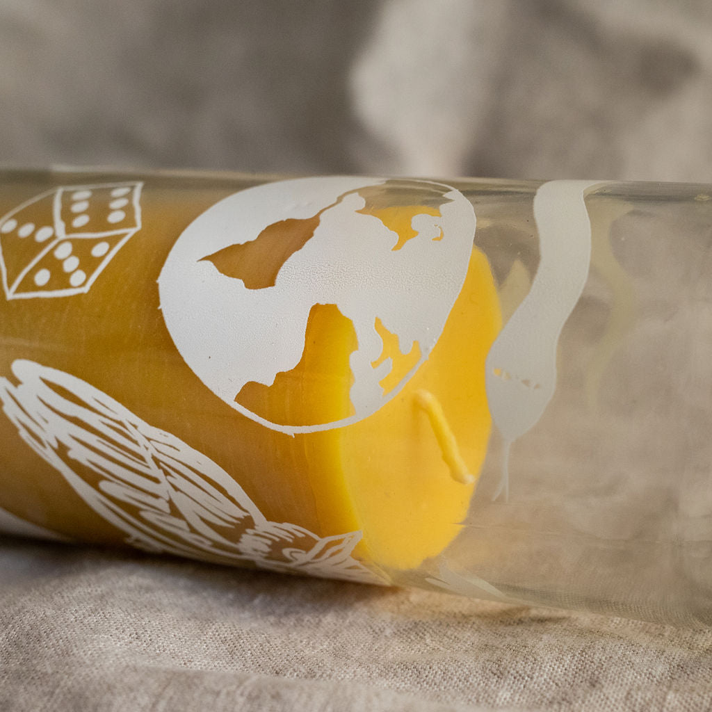 Beeswax Glass Pillar Candles