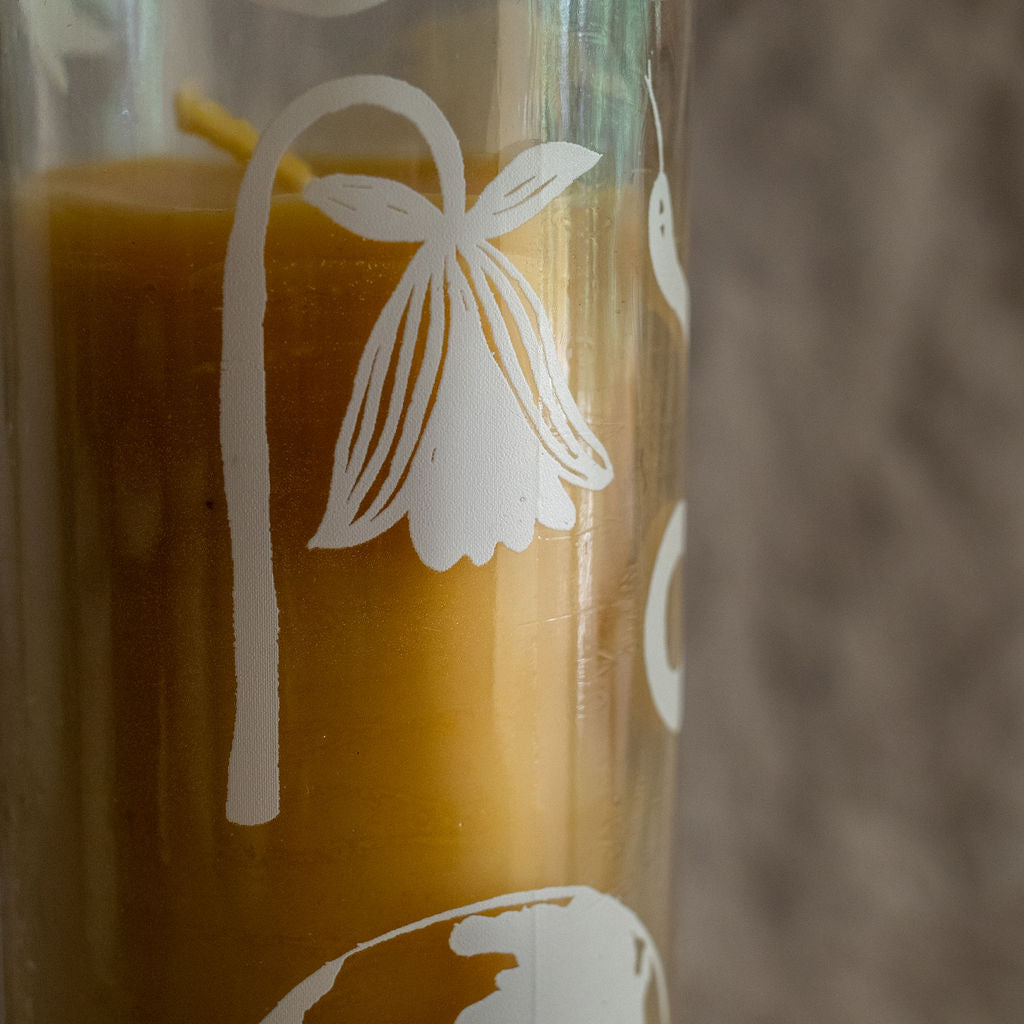 Beeswax Glass Pillar Candles