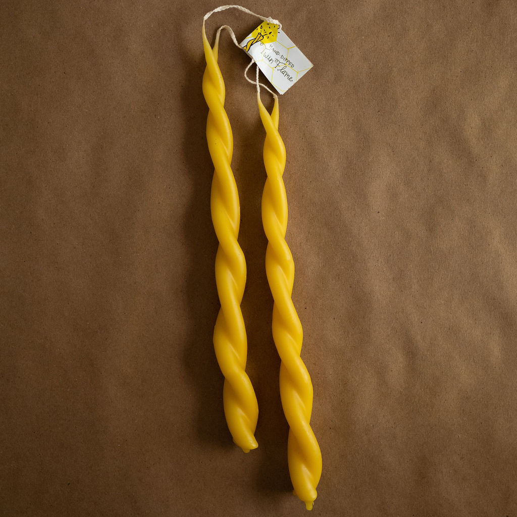 Beeswax Twin Flame Taper Candles