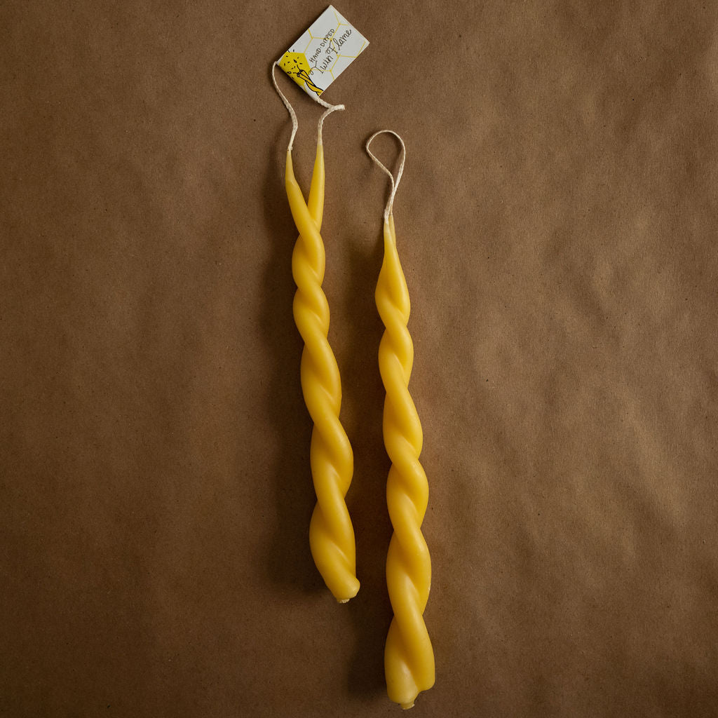 Beeswax Twin Flame Taper Candles