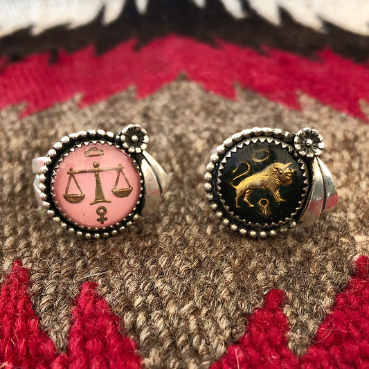 Round Zodiac + Flower Ring