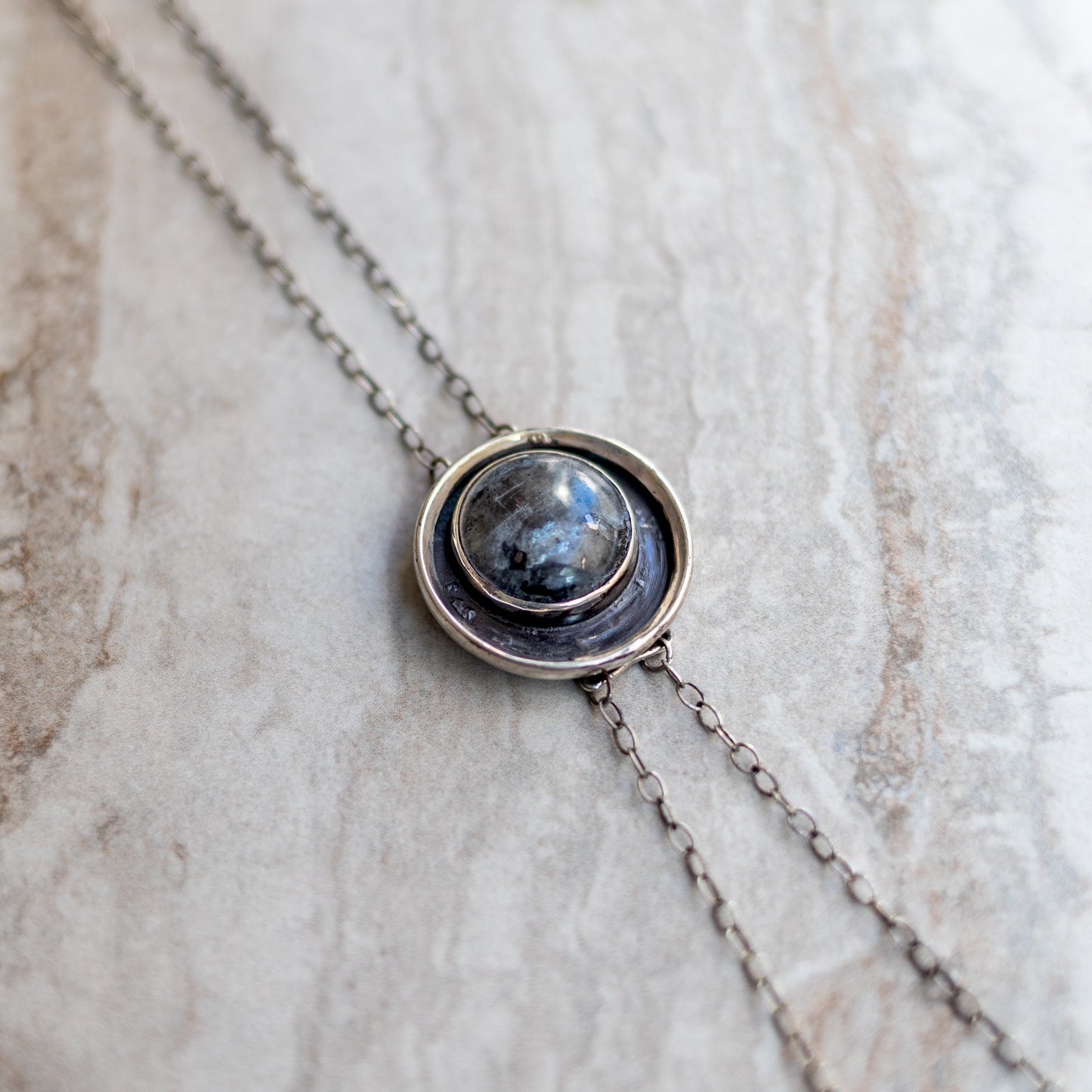 Hekate Bolo Necklace: Larvikite