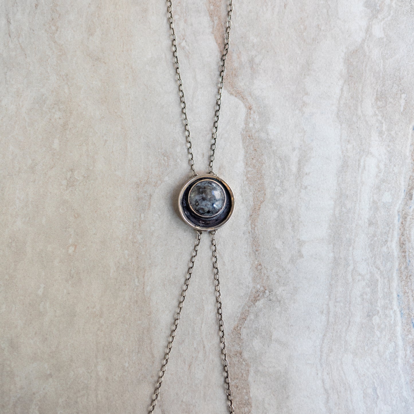 Hekate Bolo Necklace: Larvikite