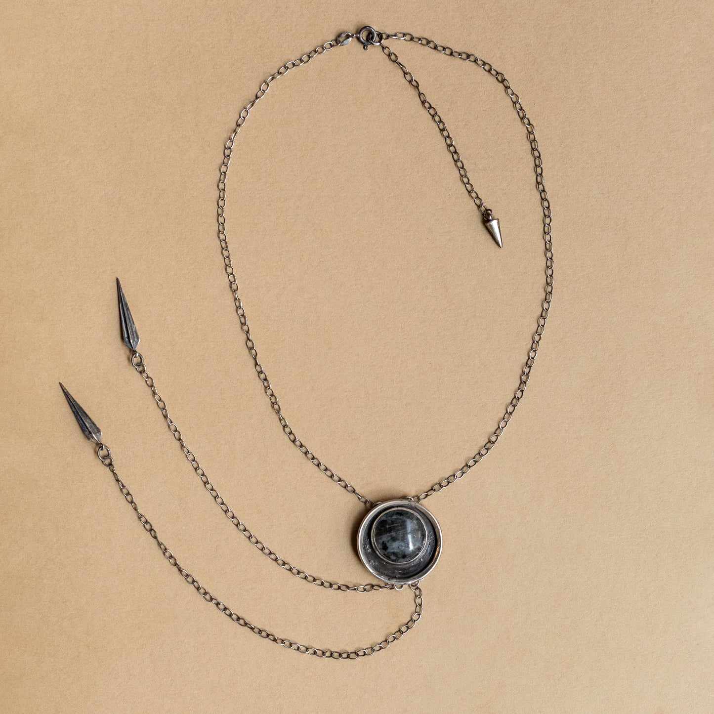 Hekate Bolo Necklace: Larvikite