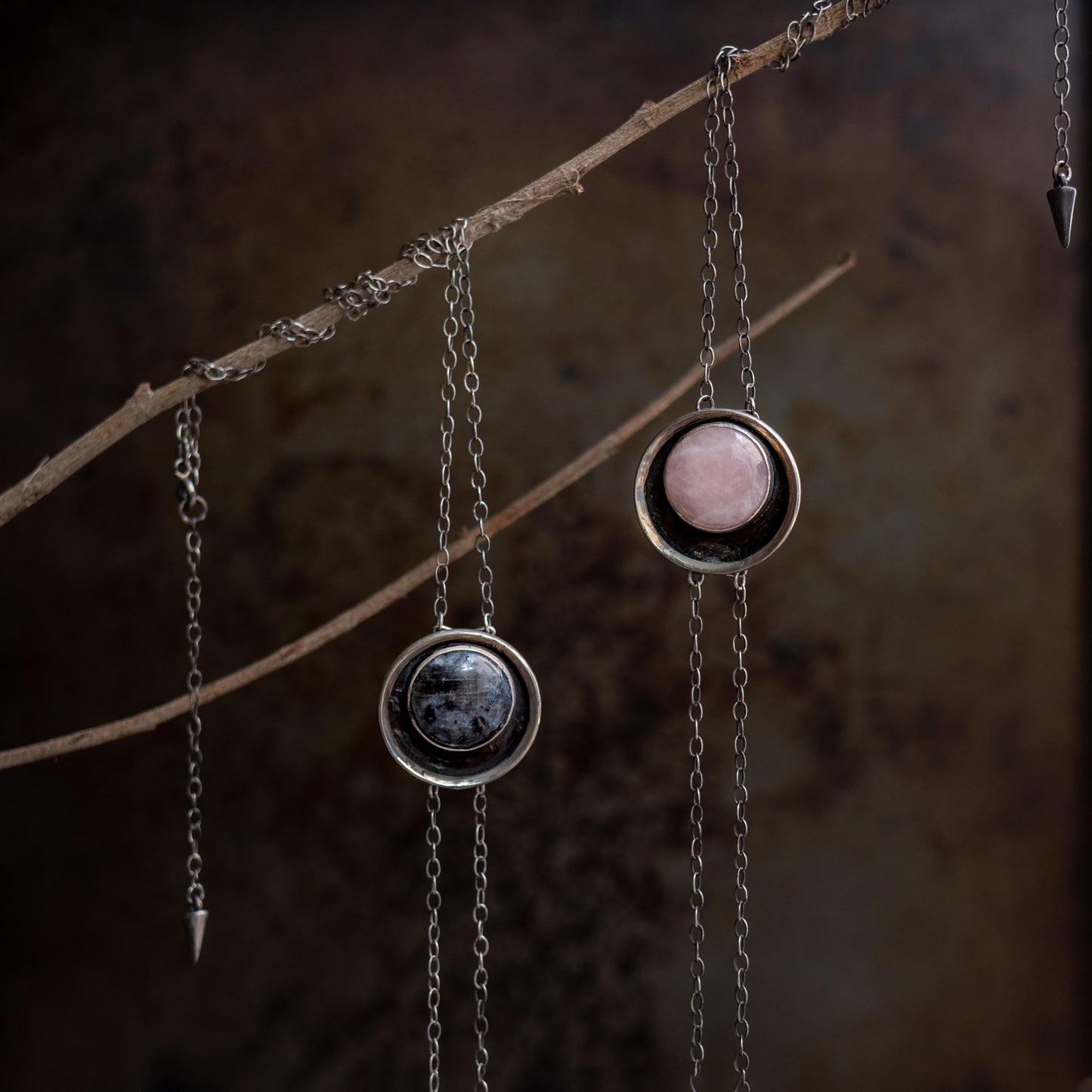 Hekate Bolo Necklace: Rose Quartz