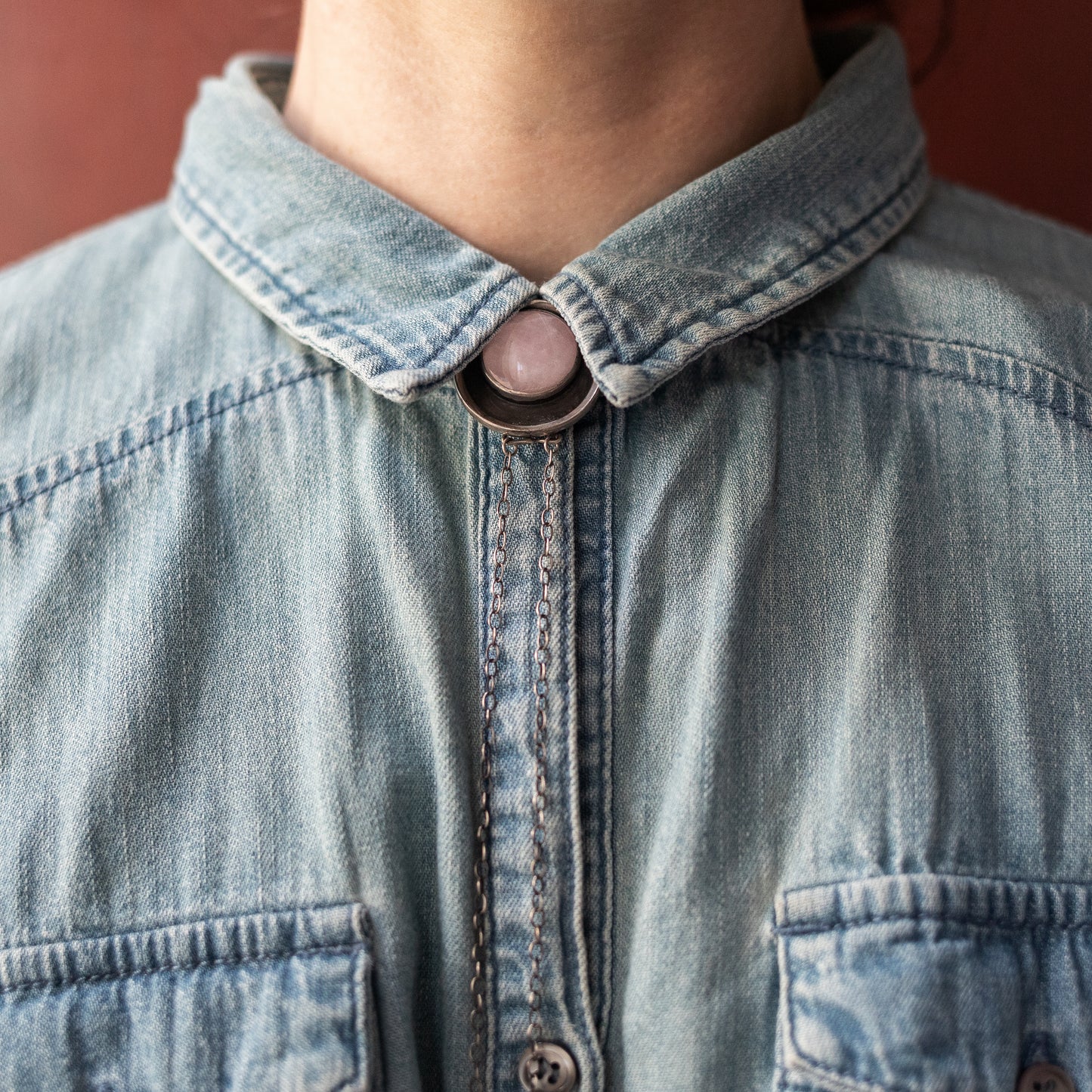 Hekate Bolo Necklace: Rose Quartz