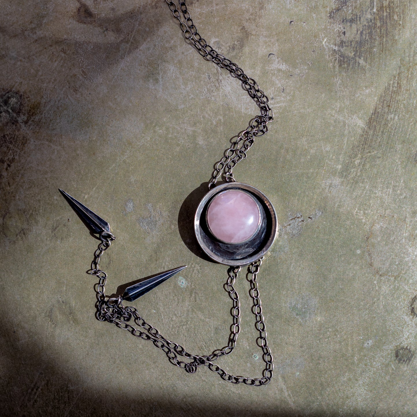 Hekate Bolo Necklace: Rose Quartz