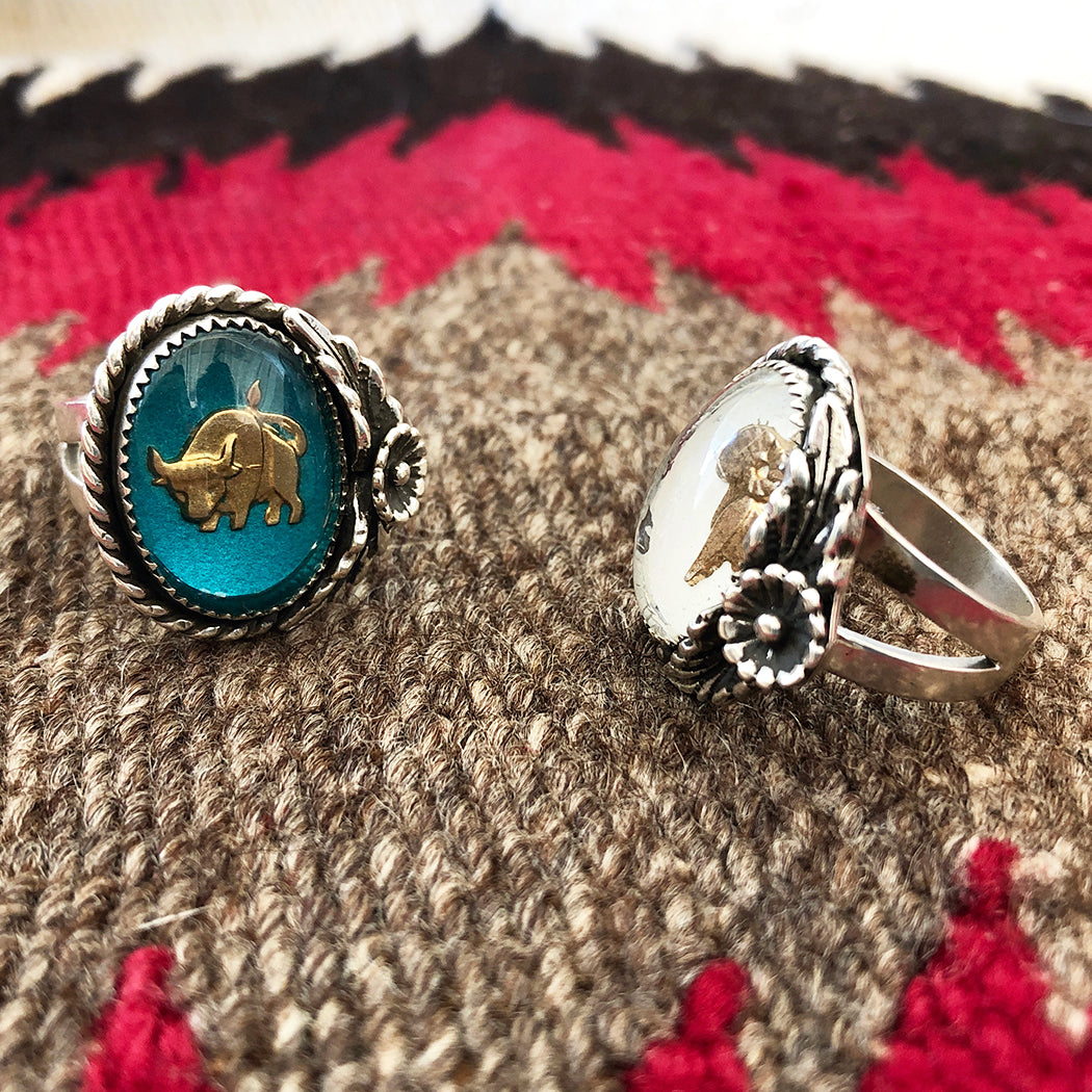 Oval Zodiac + Flower Ring