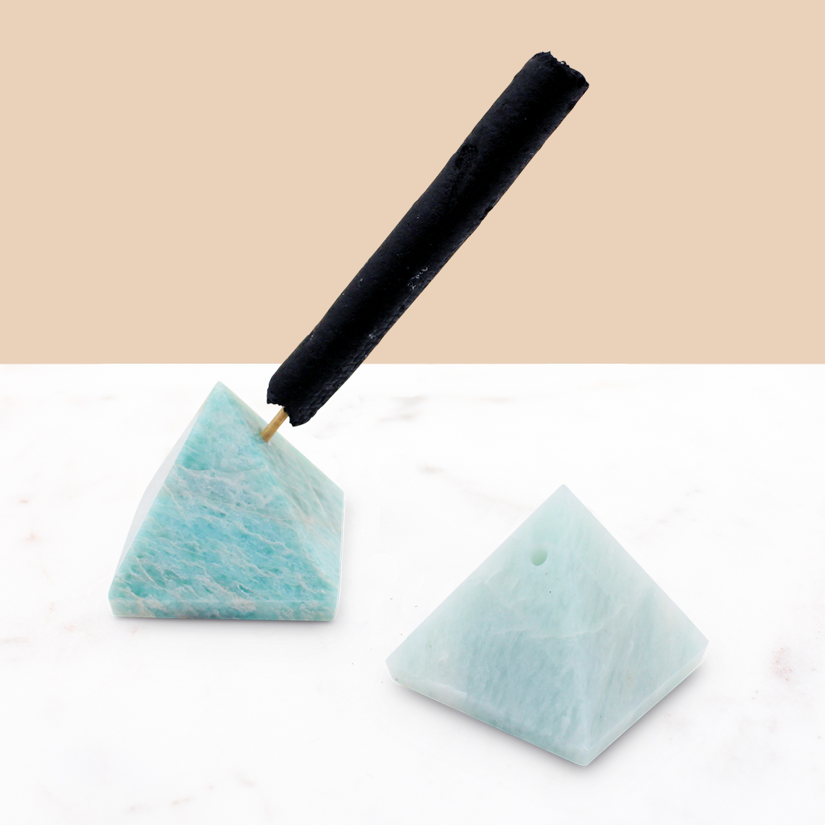 Pyramid Incense Stand + Rope Kit: Amazonite