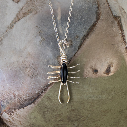 Scorpion Roach Clip Necklace: Onyx