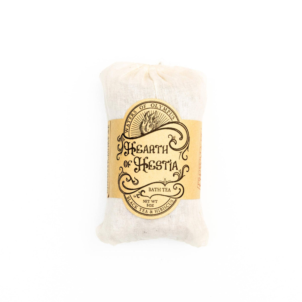 Bath tea package with 'Hearth of Hestia' label on a white background