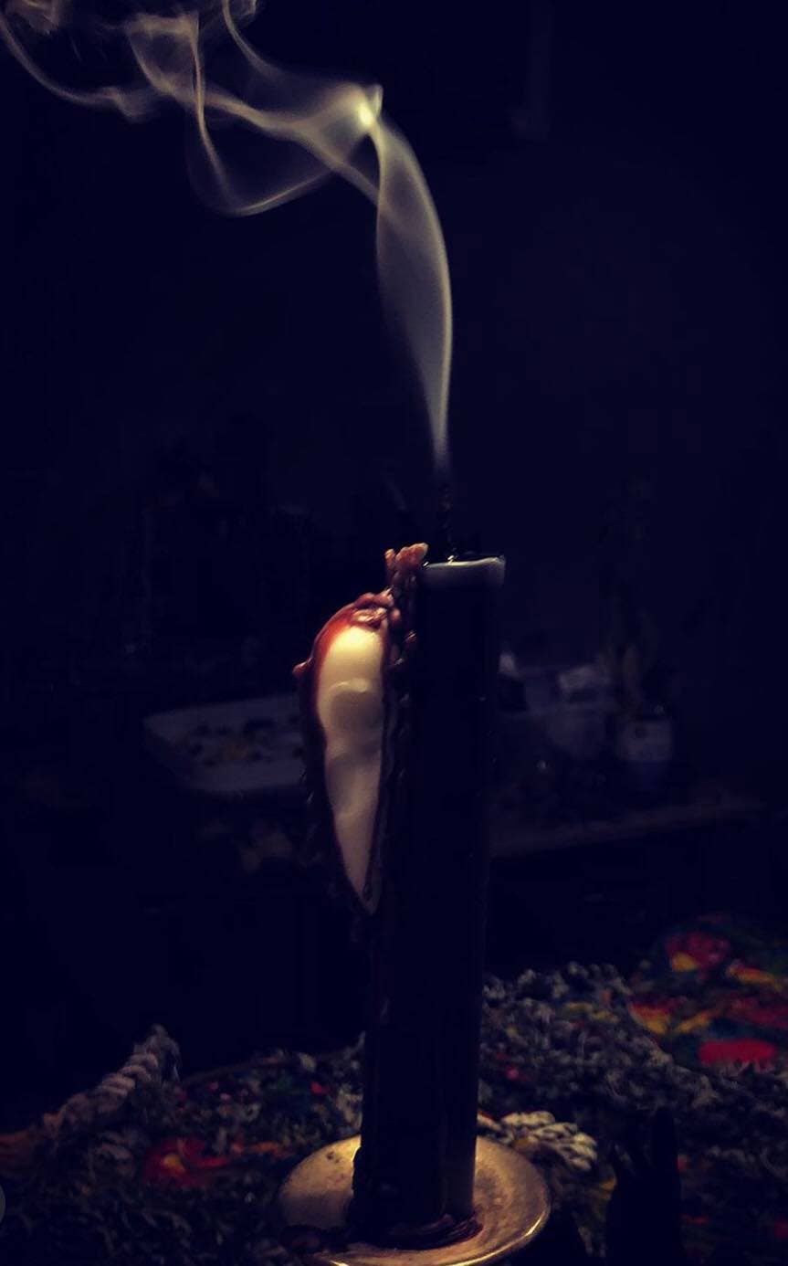 The Messenger: Crow Skull Beeswax Taper Candle