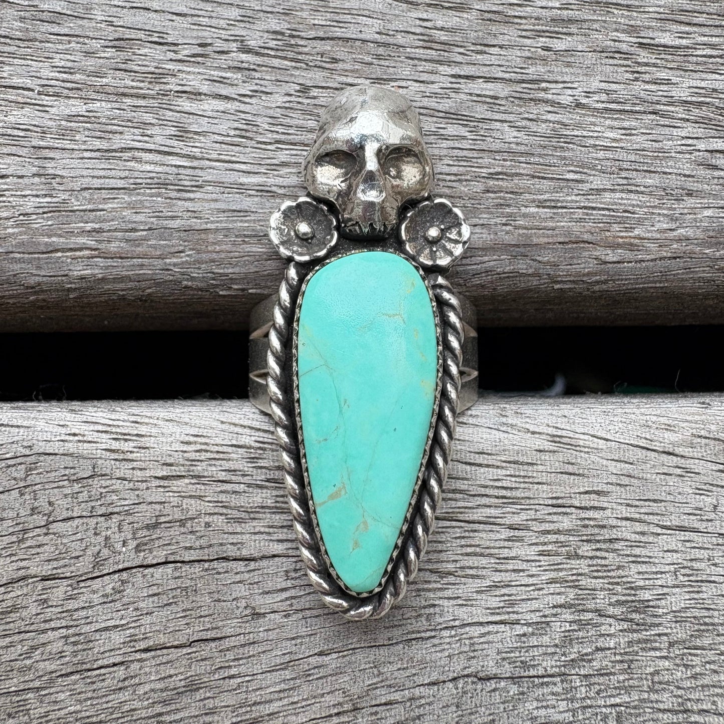 Skull + Alacran Turquoise Ring