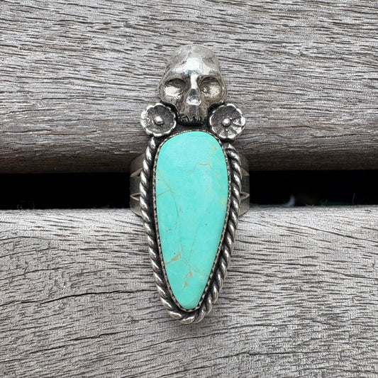 Skull + Alacran Turquoise Ring