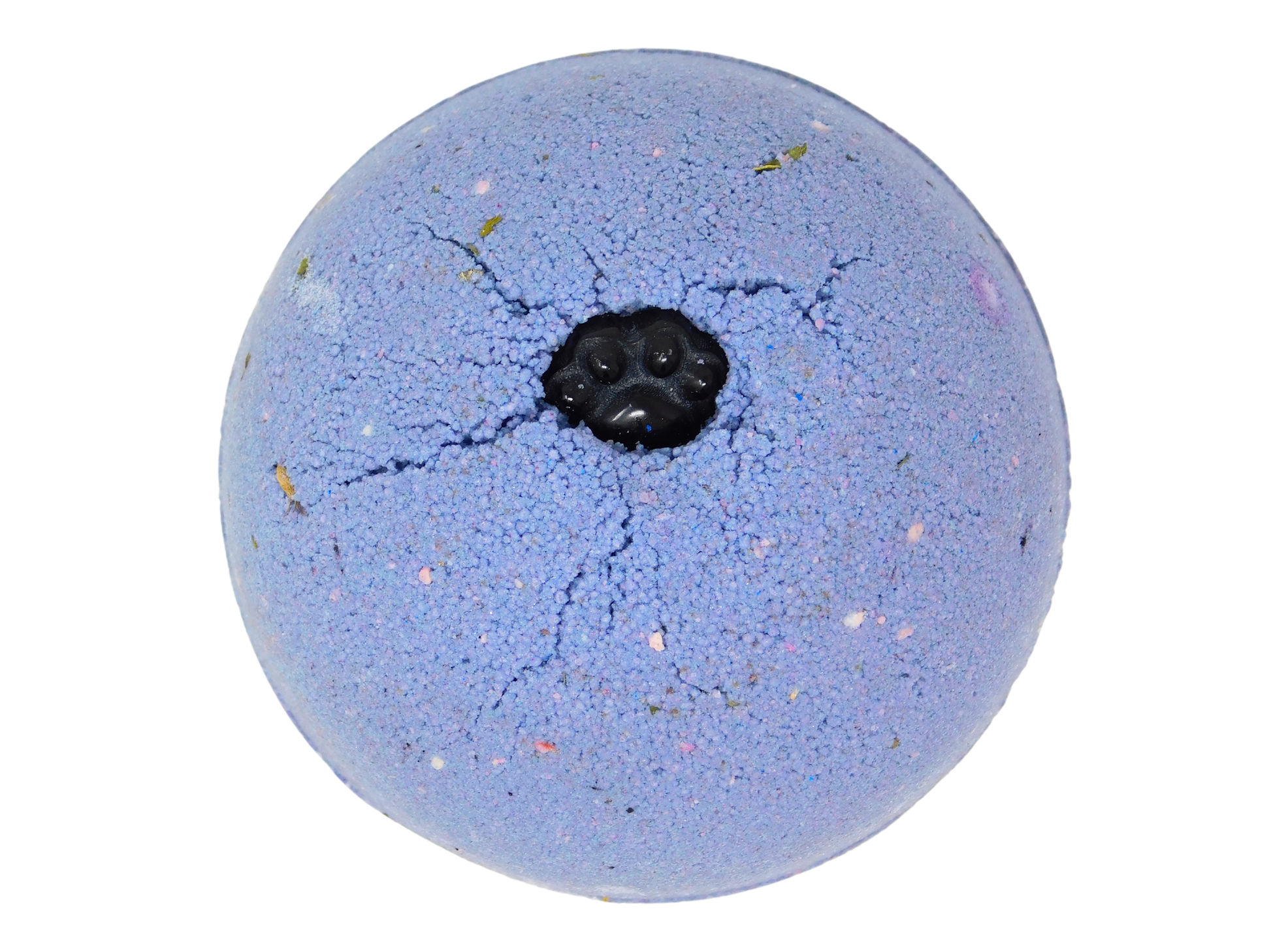 Blue bath bomb with a crystal peaking out