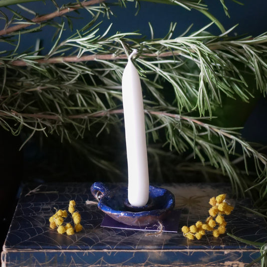 Blue Ritual Candle Chamberstick Bowl