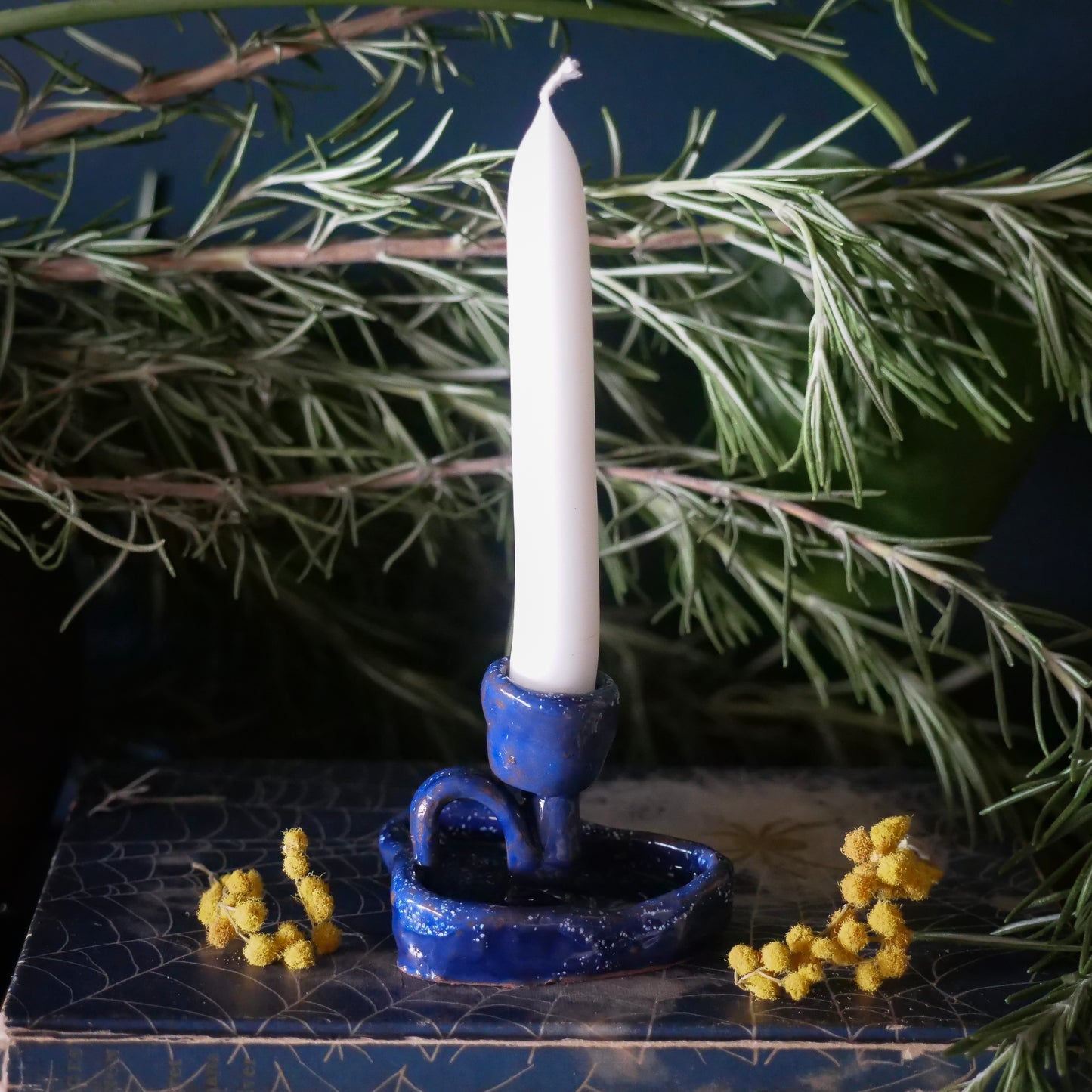 Blue Heart Ritual Candle Chamberstick