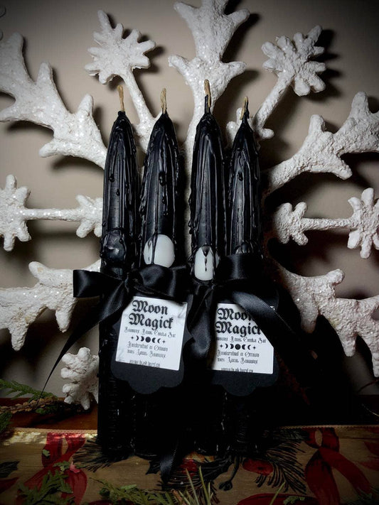 Moon Magick: Dark & Full Moon Taper Candle Pair