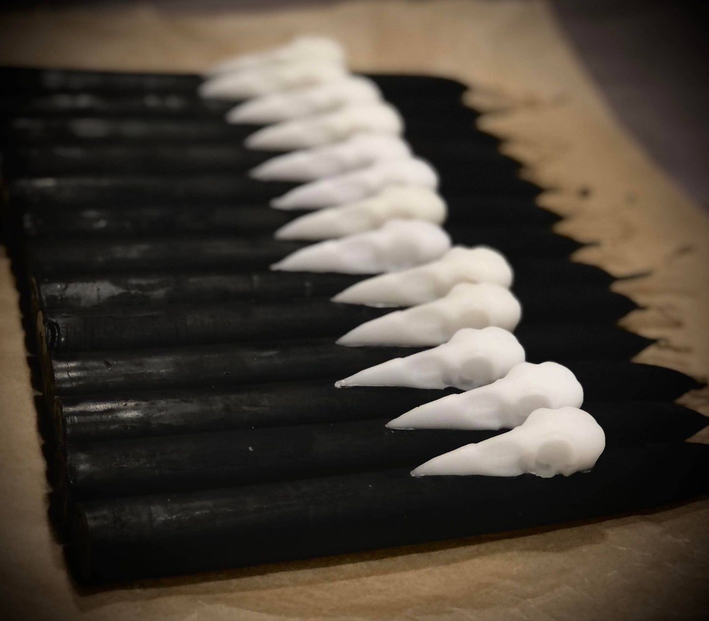 The Messenger: Crow Skull Beeswax Taper Candle