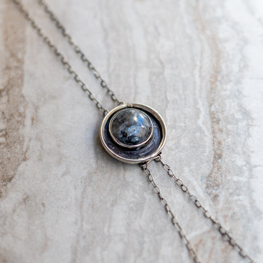 Hekate Bolo Necklace: Larvikite