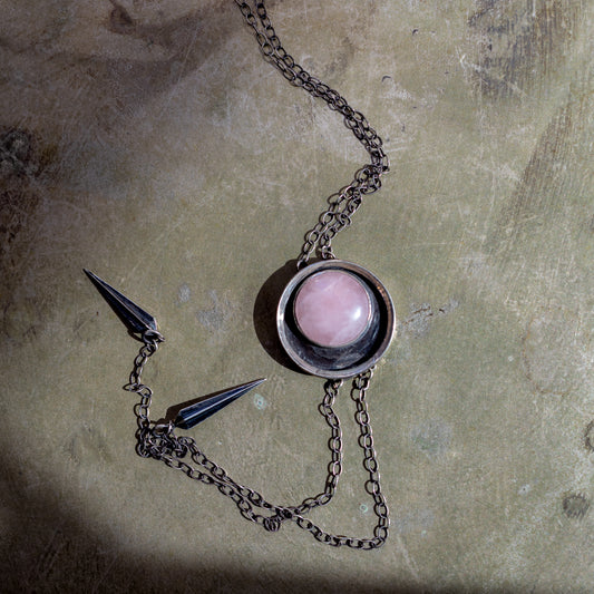 Hekate Bolo Necklace: Rose Quartz
