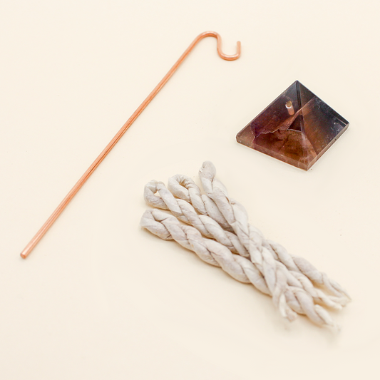 Pyramid Incense Stand + Rope Set: Fluorite