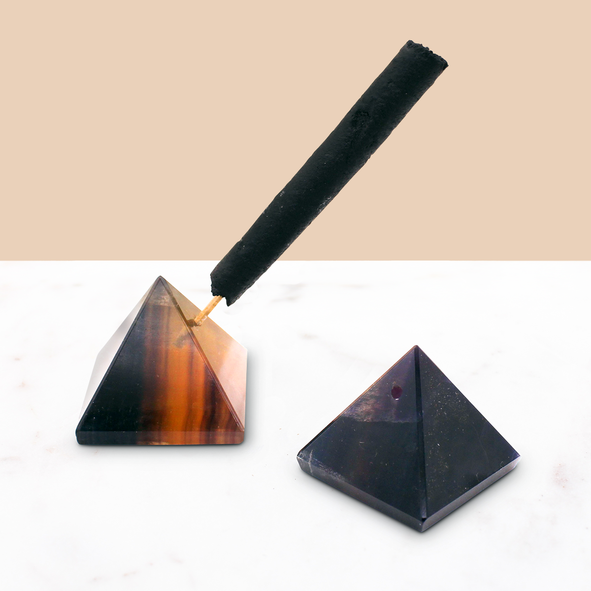 Pyramid Incense Stand + Rope Set: Fluorite