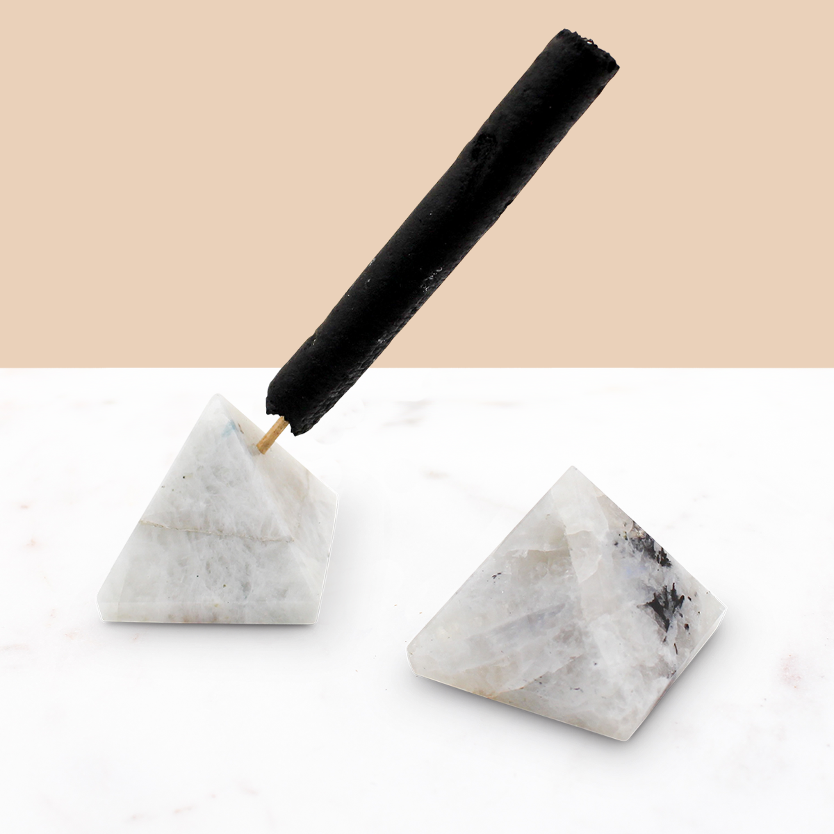 Pyramid Incense Stand + Rope Set: Moonstone