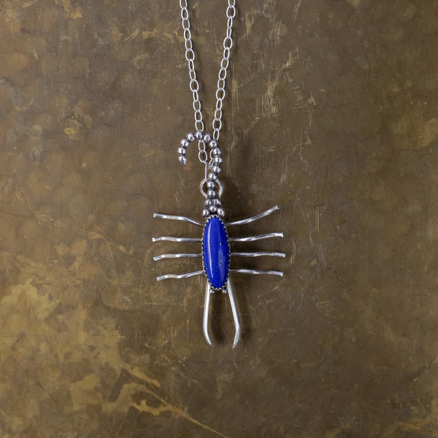 Scorpion Roach Clip Necklace: Lapis Lazuli